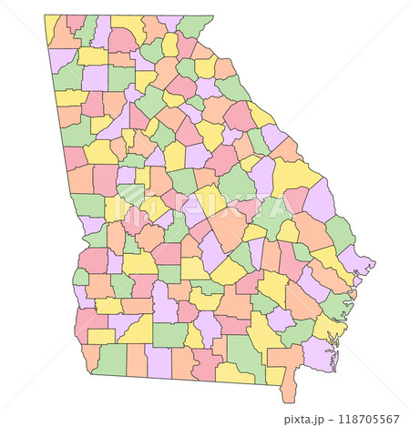 Georgia administrative map. counties map of Georgia with different colours, blank Map, empty map of Georgia 118705567