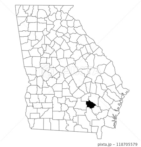 Map of becon County in Georgia state on white background. single County map highlighted by black colour on Georgia map. UNITED STATES, US Map of becon County in Georgia state on white background. single County map highlighted by black colour on Georgia map. UNITED STATES, US 118705579