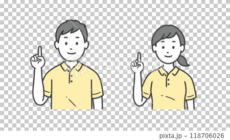 指差しをする介護士男女の上半身イラスト 118706026