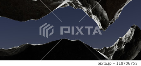 3d render illustration A mountain range with a dark sky in the background 3d render illustration A mountain range with a dark sky in the background 118706755