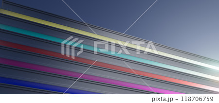 3d render illustration A row of colorful stripes on a blue background 3d render illustration A row of colorful stripes on a blue background 118706759