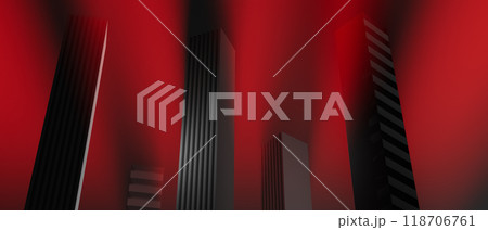 3d render illustration A cityscape with tall buildings in red and black 3d render illustration A cityscape with tall buildings in red and black 118706761