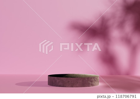 3d render illustration A pink background with a shadow of a palm tree on it 118706791