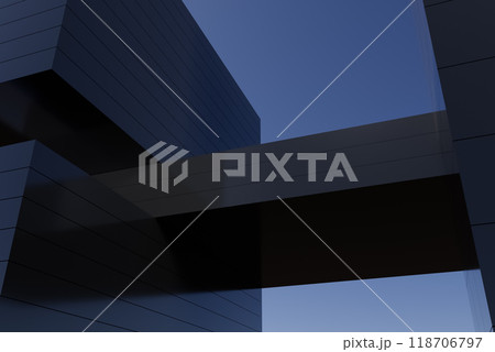 3d render illustration A building with a bridge over it 118706797