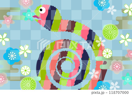 巳　年賀状　かわいい　背景 118707000