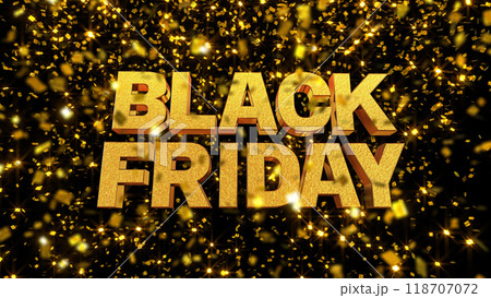 BLACK FRIDAY 3D 金文字 テキスト 金箔背景 BLACK FRIDAY 3D 金文字 テキスト 金箔背景 118707072