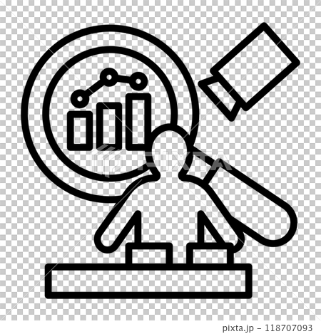 人間の動作を撮影し情報を分析しているイメージアイコン。 人間の動作を撮影し情報を分析しているイメージアイコン。 118707093