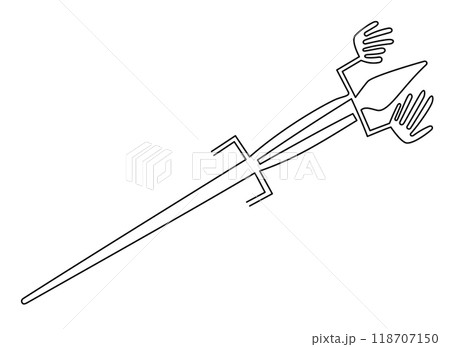 The Lizard. Nazca Lines in the desert of southern Peru. Originally made of a single continuous line. Geoglyph, around 190 m long, can only be seen from high places, created between 500 BC and 500 AD. 118707150