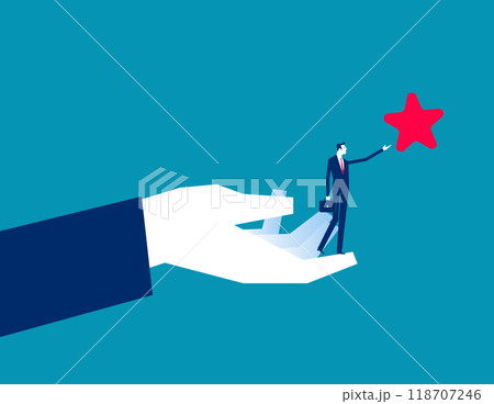 Assistance. Businessman to overcome obstacle reaching the star , career development support Assistance. Businessman to overcome obstacle reaching the star , career development support 118707246