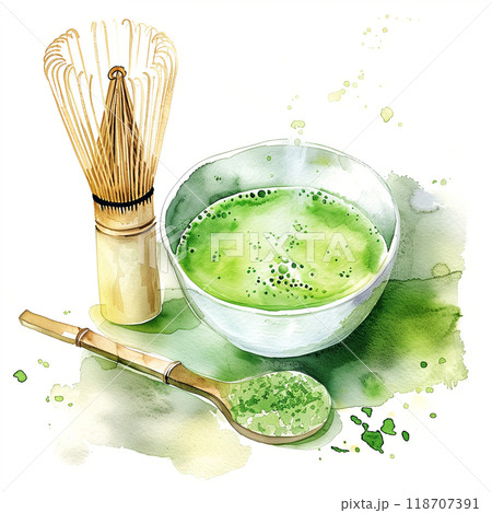 Watercolor matcha - Stock Illustration [118707391] - PIXTA