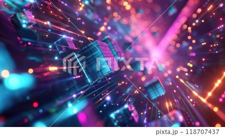 Futuristic glow neon abstract tech background. Generative AI 118707437