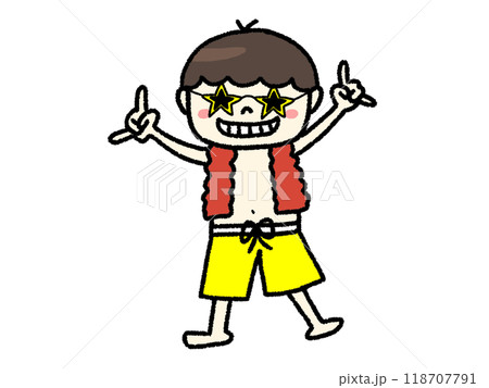 サングラスをかけた男の子のイラスト サングラスをかけた男の子のイラスト 118707791