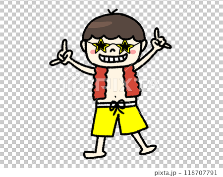 サングラスをかけた男の子のイラスト サングラスをかけた男の子のイラスト 118707791