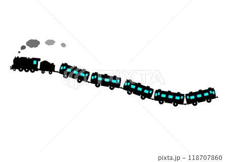 飛んでいるSLと客車のベクターイラスト 水色の窓 飛んでいるSLと客車のベクターイラスト 水色の窓 118707860