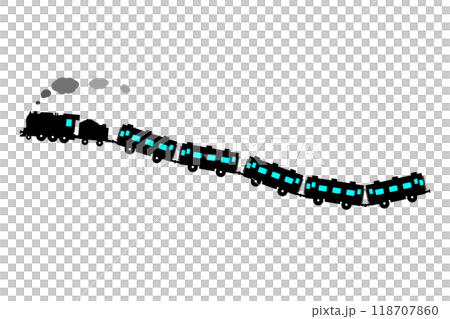 飛んでいるSLと客車のベクターイラスト 水色の窓 飛んでいるSLと客車のベクターイラスト 水色の窓 118707860
