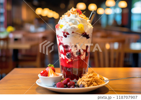 ベリーとホイップクリームの豪華なパフェ ベリーとホイップクリームの豪華なパフェ 118707907