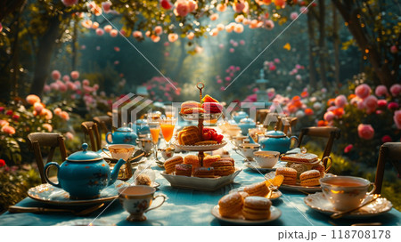 ガーデンでのお茶会のイラスト素材 [118708178] - PIXTA