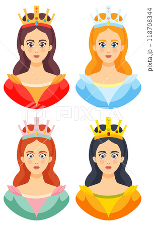 Four Queens in Colorful Dresses Four Queens in Colorful Dresses 118708344