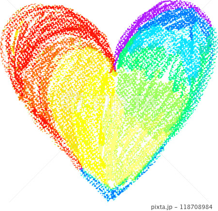 Chalk Drawn Rainbow Heart Child Illustration Chalk Drawn Rainbow Heart Child Illustration 118708984