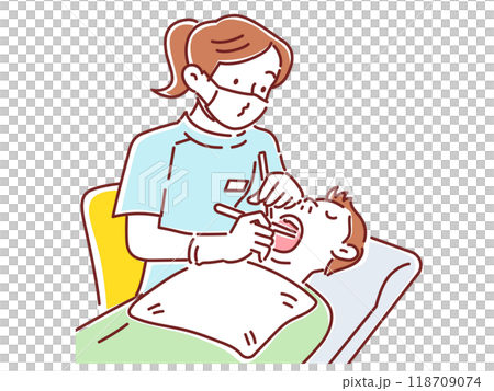 治療男人牙齒的女性牙醫 118709074