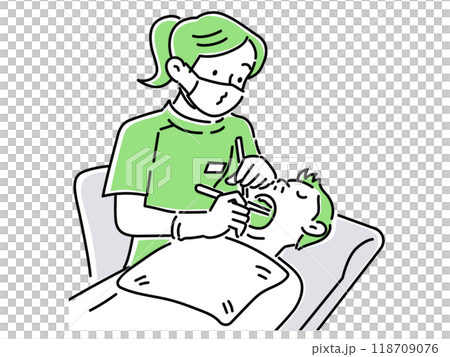 治療男人牙齒的女性牙醫 118709076