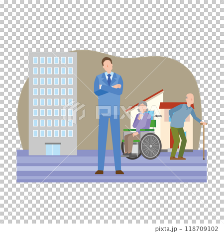 A man considering balancing work and caregiving 118709102