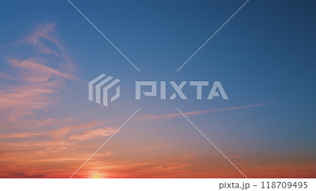 Different shades cloud with color sky. Clouds at sunset. Abstract weather nature background. 118709495