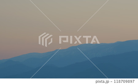 Beautiful And Peaceful Sunrise In Mountains. Landscape Colorful Sky At Sunrise. Beautiful And Peaceful Sunrise In Mountains. Landscape Colorful Sky At Sunrise. 118709897