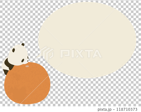 みかんに乗るパンダ。吹き出し付き みかんに乗るパンダ。吹き出し付き 118710373