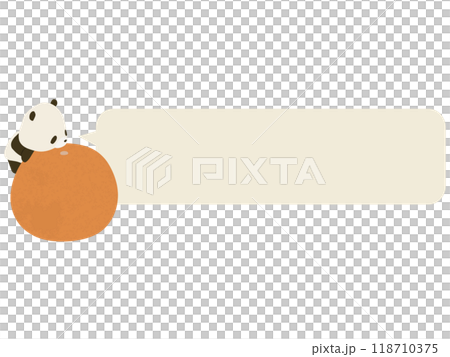 Panda riding on a mandarin orange. With speech bubble Panda riding on a mandarin orange. With speech bubble 118710375