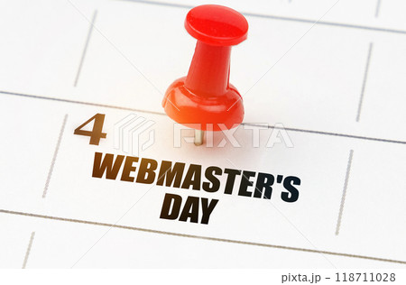 On the calendar grid, the date and name of the holiday - April 4 - Webmasters Day 118711028