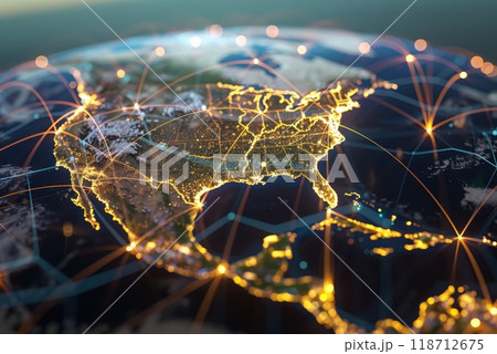 The concept of global connections. Interaction of regions of the globe 118712675