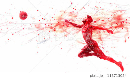 A Spirited Leap Through Abstract Red Lines 118713024