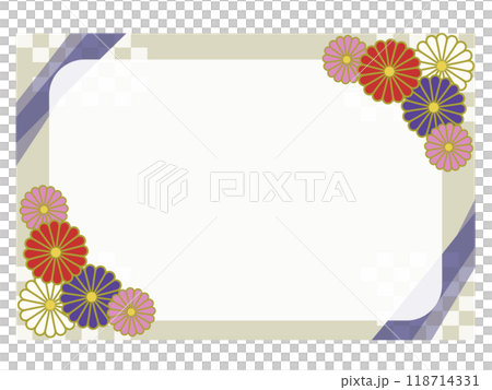 Chrysanthemum and checkered frame Chrysanthemum and checkered frame 118714331