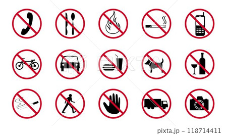traffic signs icons on the white background	 118714411