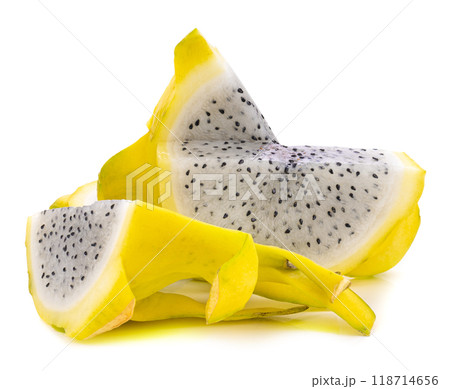 Fresh Yellow dragon fruit isolated on a white background 118714656