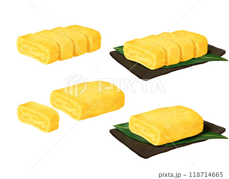 玉子焼き　和食 　カット　皿　おつまみ　お弁当 118714665