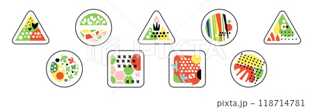 Geometric Shape Color Pattern and Print Vector Set 118714781