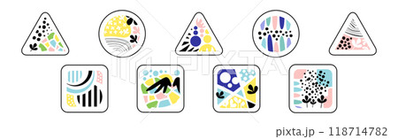 Geometric Shape Color Pattern and Print Vector Set 118714782
