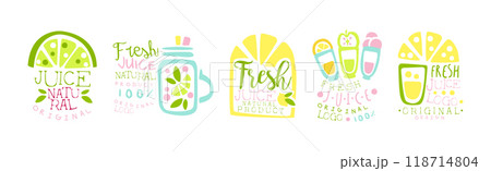 Fresh Juice Original Design Logo and Labels Vector Set 118714804