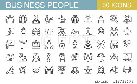 ビジネスマン 会社員 ビシネスに関するアイコンセット ビジネスマン 会社員 ビシネスに関するアイコンセット 118715573
