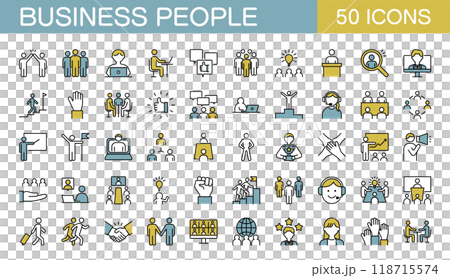 商人、辦公室職員、業務相關圖示集顏色 商人、辦公室職員、業務相關圖示集顏色 118715574