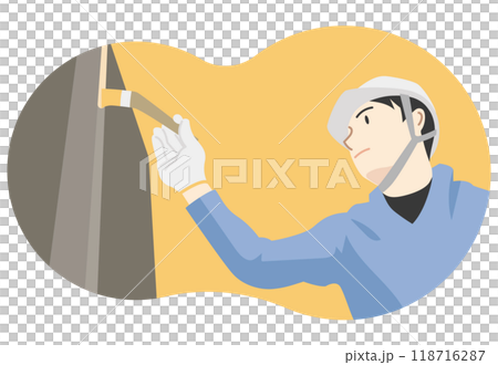 Male worker painting with a brush Male worker painting with a brush 118716287