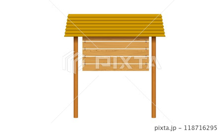 blank wooden road sign on the white background	 118716295