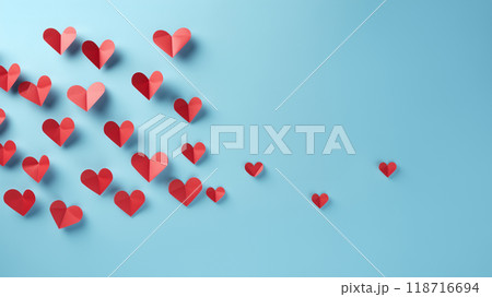 paper hearts on a blue background 118716694