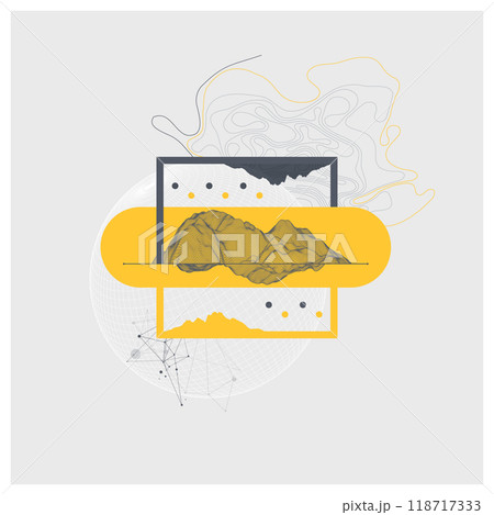 Abstract art wireframe background. Modern science or technology art elements. Surface illustration. Hand made vector. 118717333