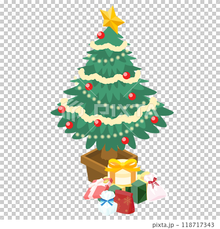 聖誕樹和禮物的等距插圖（向量） 118717343