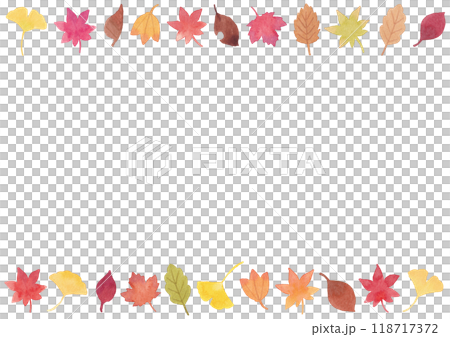 Cute fallen leaves line drawn with watercolors 118717372
