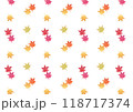水彩で描いた紅葉のシームレスパターン　透過 118717374