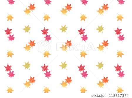 水彩で描いた紅葉のシームレスパターン 透過 水彩で描いた紅葉のシームレスパターン 透過 118717374
